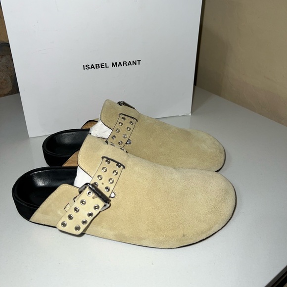 Isabel Marant Velvet Leather Suede Slip-On Mirvin Clogs NWB Size 40/ 9.5 - Picture 2 of 15